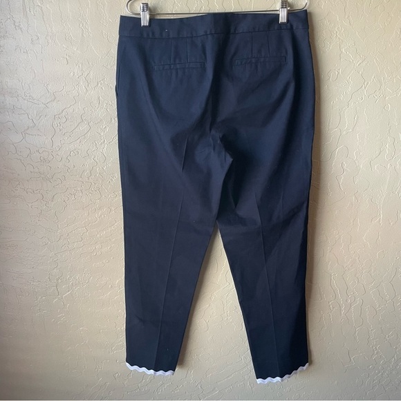 Talbots Slim Crop Scalloped Hem Navy Blue Slacks - Picture 3 of 7